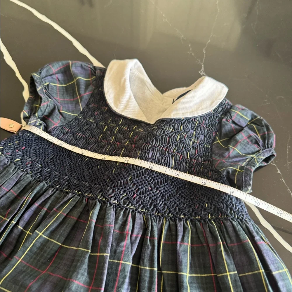 Vintage Blue Label Ralph Lauren Kids Dress with White Collar‎ and Plaid Pattern